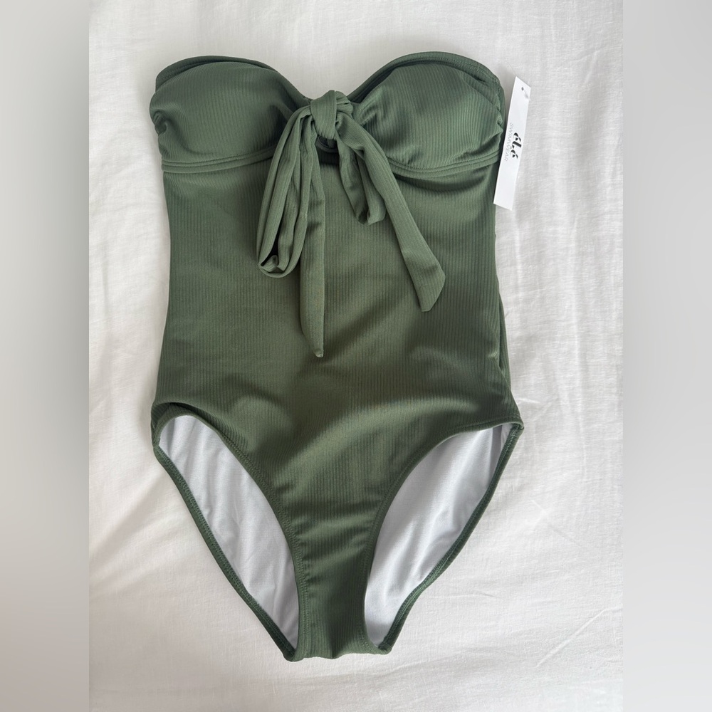 Women Olive Green One Piece Swimsuit